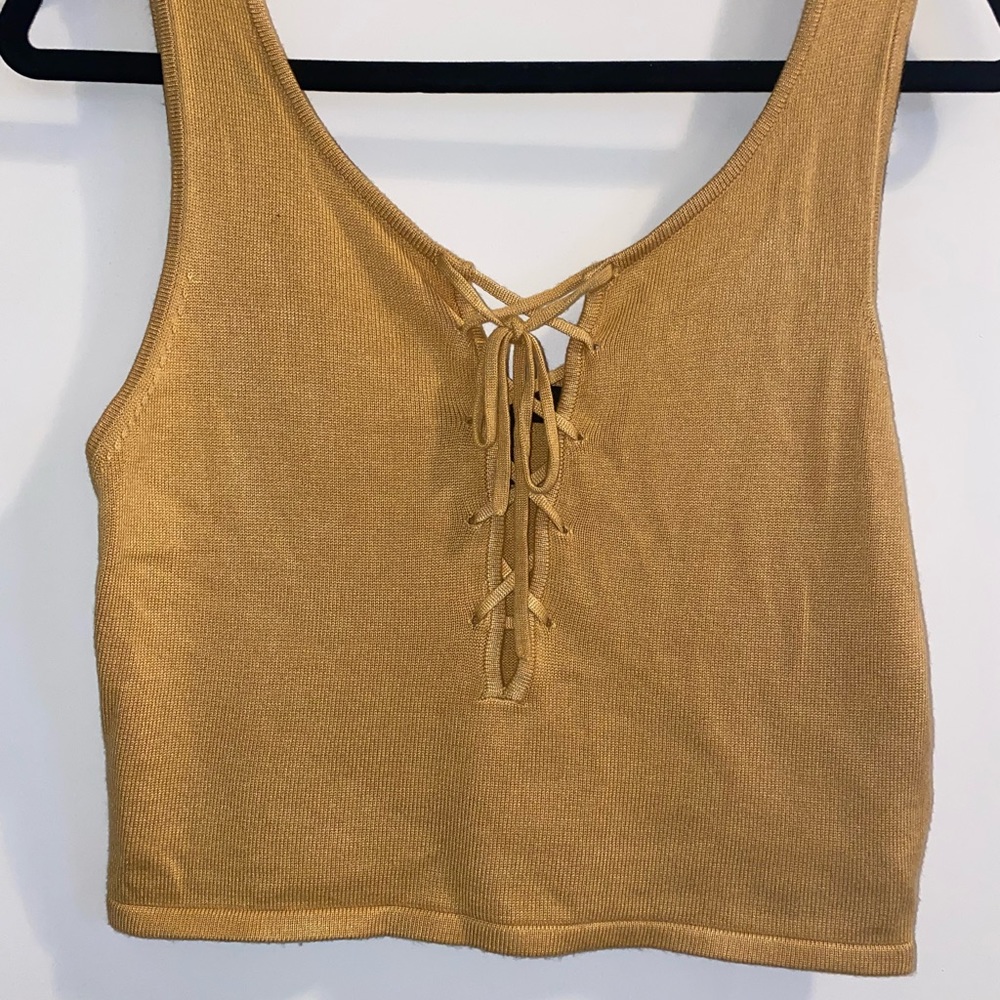 Crop Top Lace Up Sweater Tank